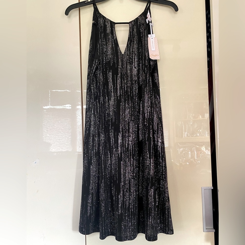 Black Sparkle Pleated Halter Swing Dress (new with tags!)